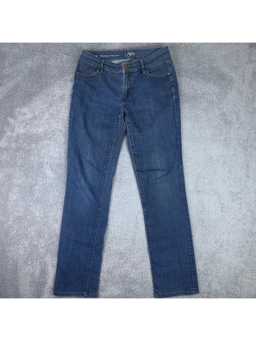 Ann Taylor LOFT Modern Straight Jeans Womens 4 27 Blue Medium Wash Mid Rise